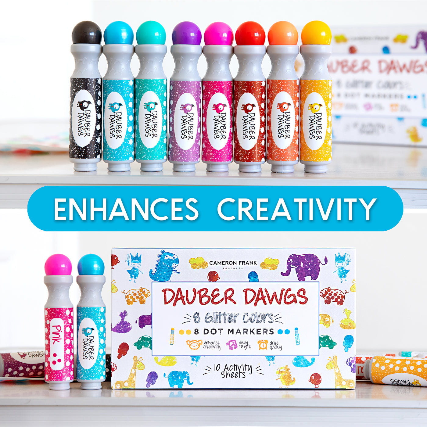 JORNERDN Dot Markers for Toddlers Kids, 8 Colors (Jumbo 60ml / 2